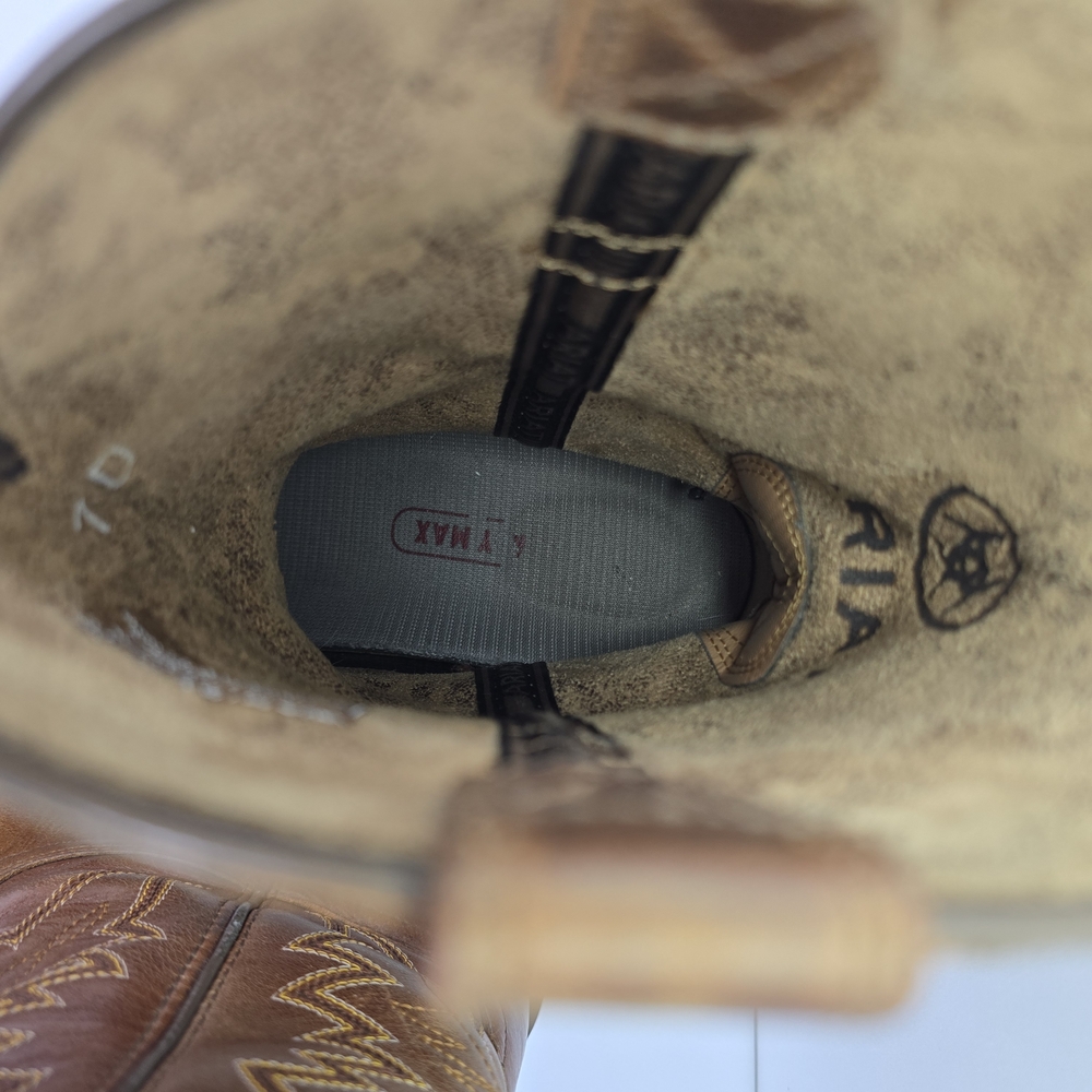 Ariat Men's 7D Hybrid Ranchwork Western Boot- Brown Square Toe Style No.10042394 - Picture 10 of 13